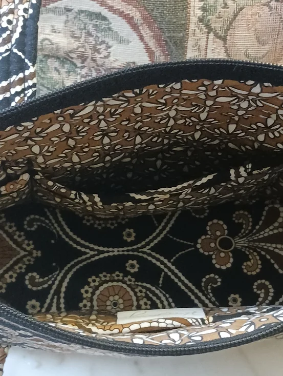 Vera Bradley 2008 Caffe Latte Shoulder Bag, Retired Quilted Cotton Purse - Picture 8 of 11